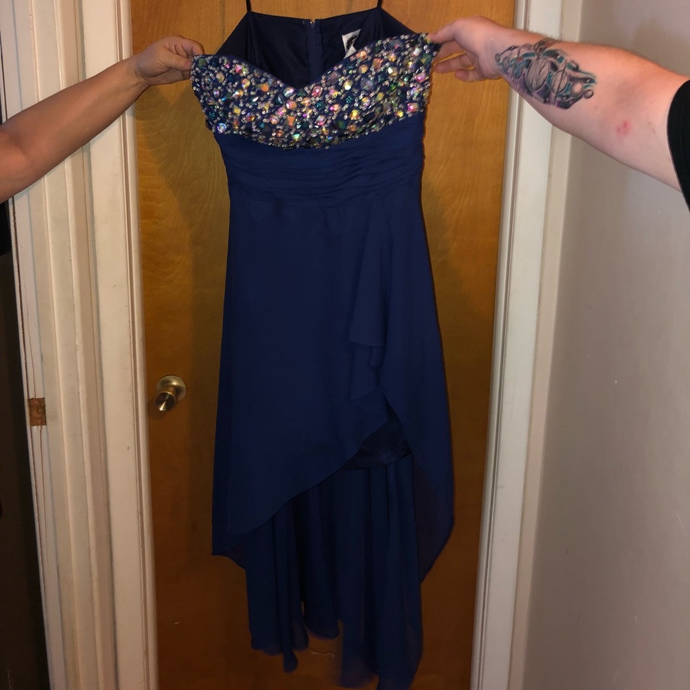 Blue high-low dress